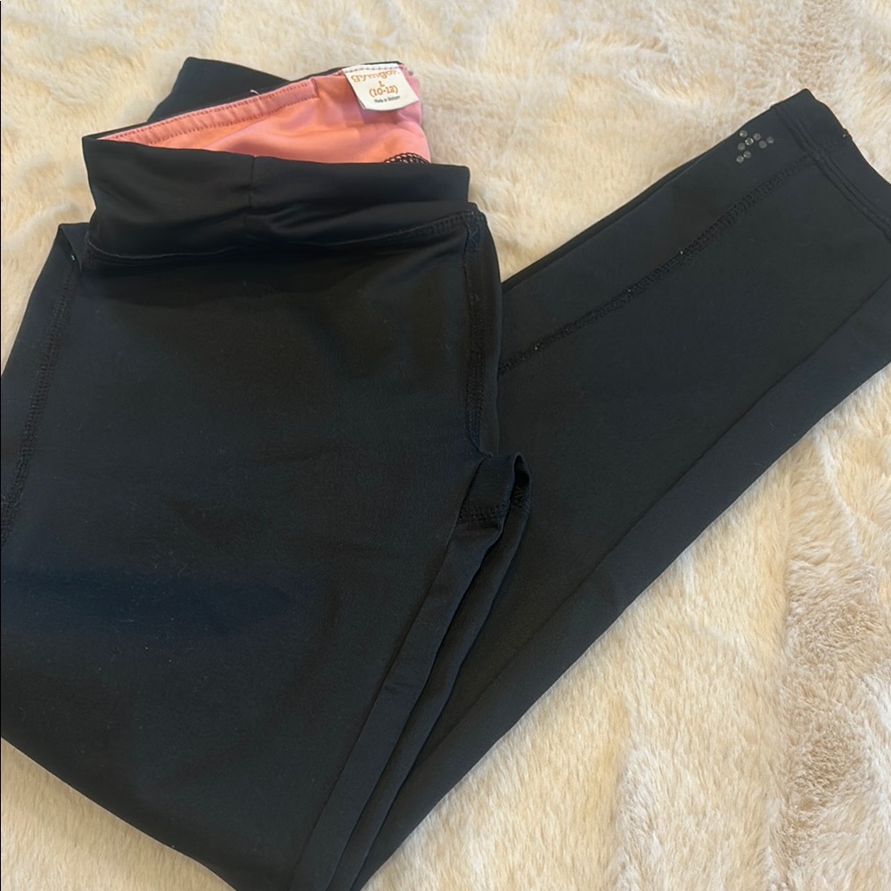 Black Leggings with Pink Lining 10-12